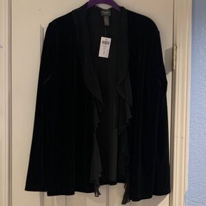 Chico's Black Velvet Ruffled Blazer